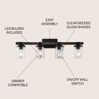 Ferme Iron/Seeded Glass Rustic Farmhouse LED Vanity Light, by JONATHAN Y