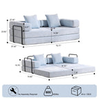 Floor Sofa Bed Convertible with Pillow Back Chenille Fabric for Living Room Bedroom