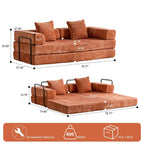 Floor Sofa Bed Convertible with Pillow Back Chenille Fabric for Living Room Bedroom