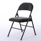 Folding Chairs with Leather Padded Seats Black 4-Pack