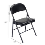 Folding Chairs with Leather Padded Seats Black 4-Pack