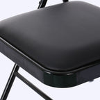 Folding Chairs with Leather Padded Seats Black 4-Pack