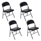 Folding Chairs with Leather Padded Seats Black 4-Pack
