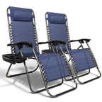 Outdoor Lawn Folding Zero Gravity Chaise Recliners (Set of 2)