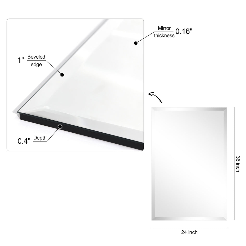 Frameless Beveled Prism Wall Mirror-Square/Rectangluar - Clear