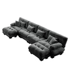 Free Combination Modular Chenille 4-Seater Sectional Sofa with 2 Ottomans and Pillow for Living Room