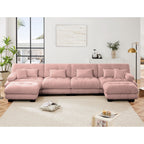 Free Combination Modular Chenille 4-Seater Sectional Sofa with 2 Ottomans and Pillow for Living Room