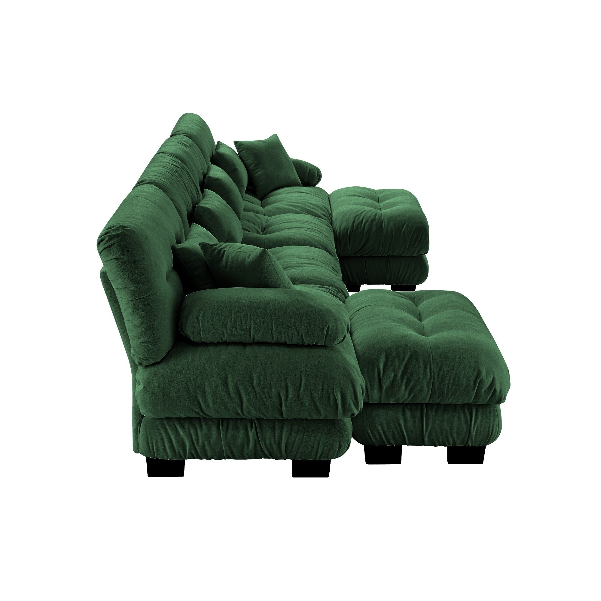 Free Combination Modular Chenille 4-Seater Sectional Sofa with 2 Ottomans and Pillow for Living Room