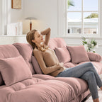 Free Combination Modular Chenille 4-Seater Sectional Sofa with 2 Ottomans and Pillow for Living Room