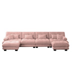 Free Combination Modular Chenille 4-Seater Sectional Sofa with 2 Ottomans and Pillow for Living Room