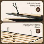 Lift Up Storage Bed Frame, Upholstered Platform Bed Frame with Hydraulic Storage System and Headboard