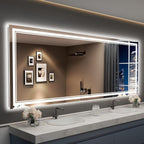 Full Size Front & Back LED Lighted Anti-fog Tempered Glass Wall Bathroom Vanity Mirror