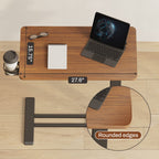 FunniHomi 28/32 Movable Overbed Table Height Adjustable Computer Desk with Wheels, White/Black Laptop Table for Bed and Sofa