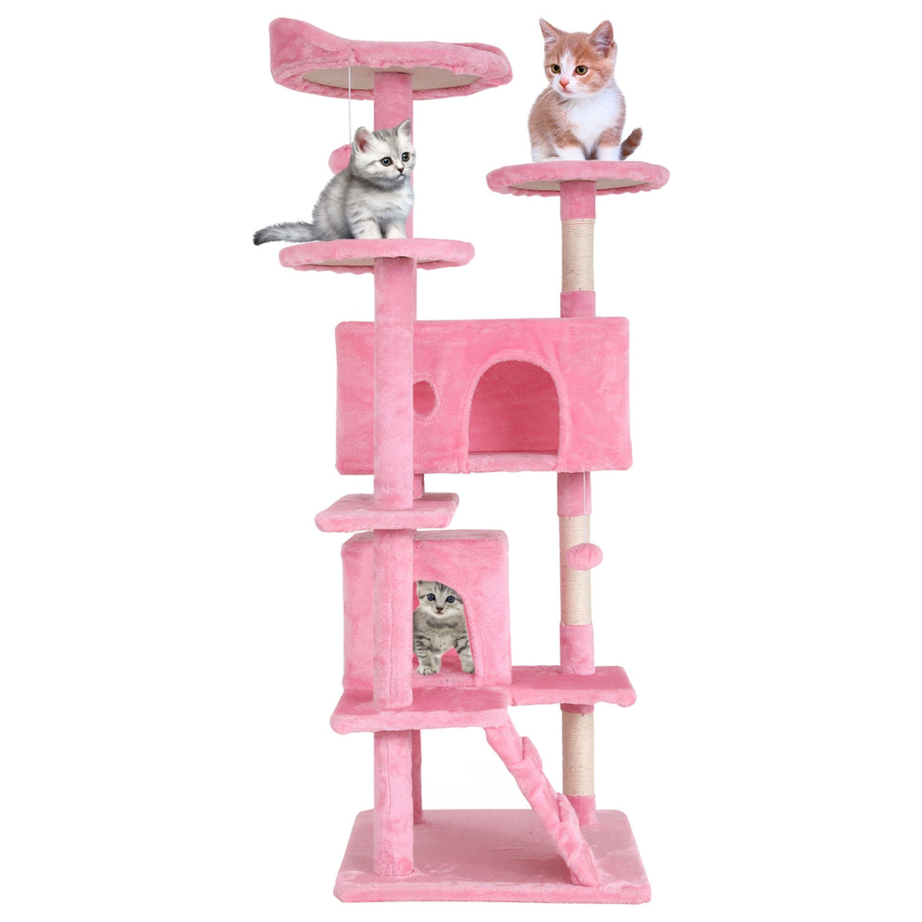 Furniture of America Cat Tree Multi-Level Cat Tower with Ladder, Platforms and Condos