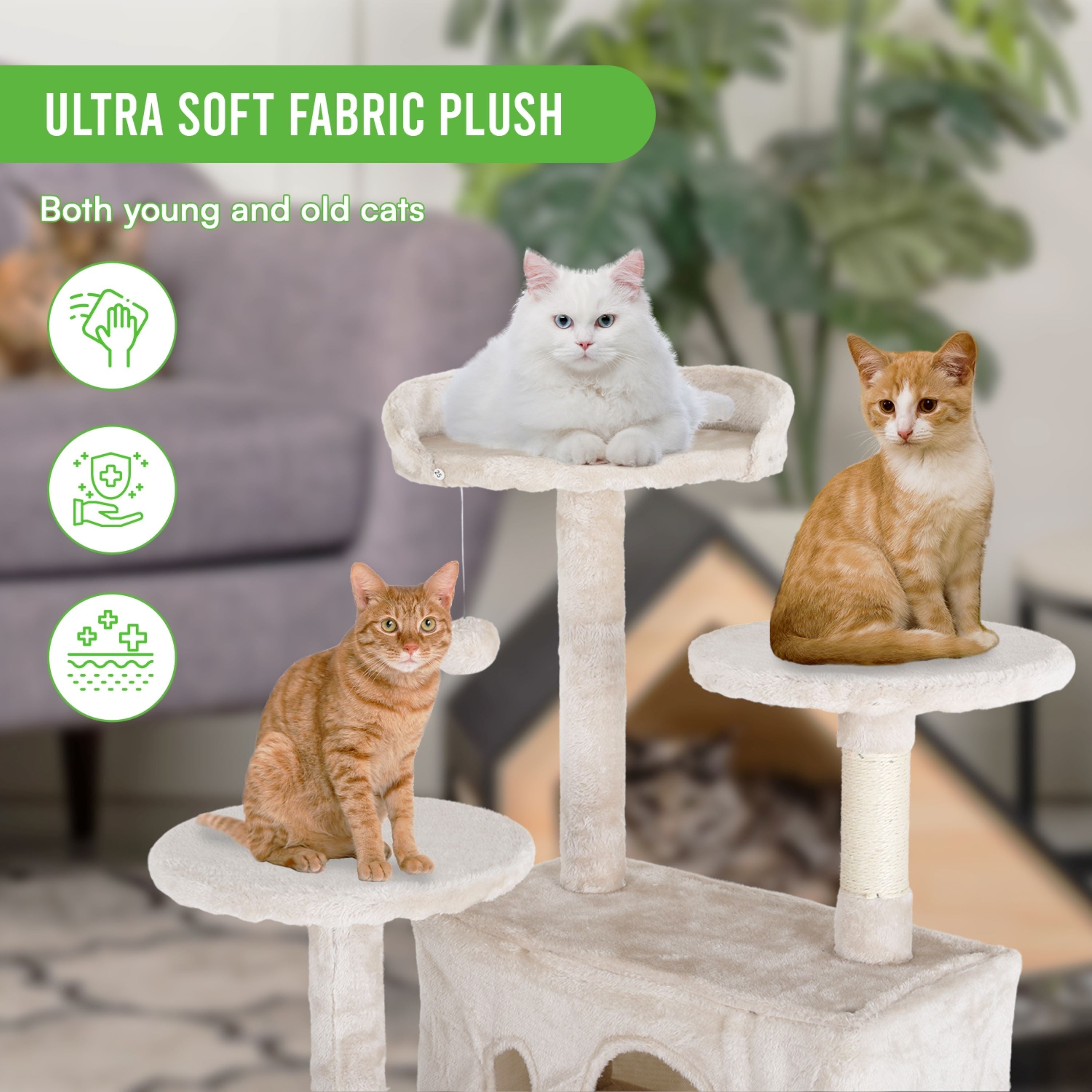 Furniture of America Cat Tree Multi-Level Cat Tower with Ladder, Platforms and Condos
