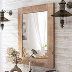 Carina Rustic Natural Solid Wood Wall Mirror by Furniture of America