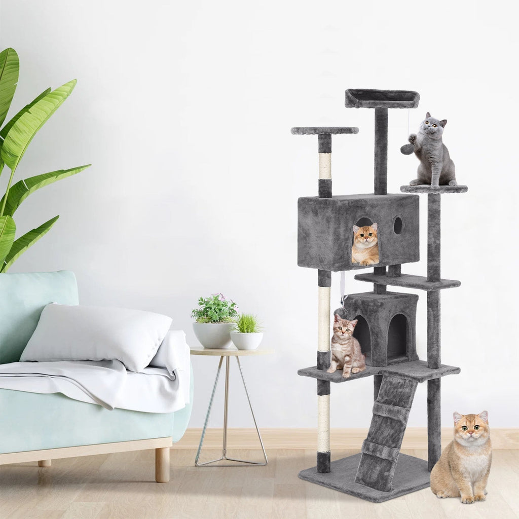 Furniture of America Cat Tree Multi-Level Cat Tower with Ladder, Platforms and Condos