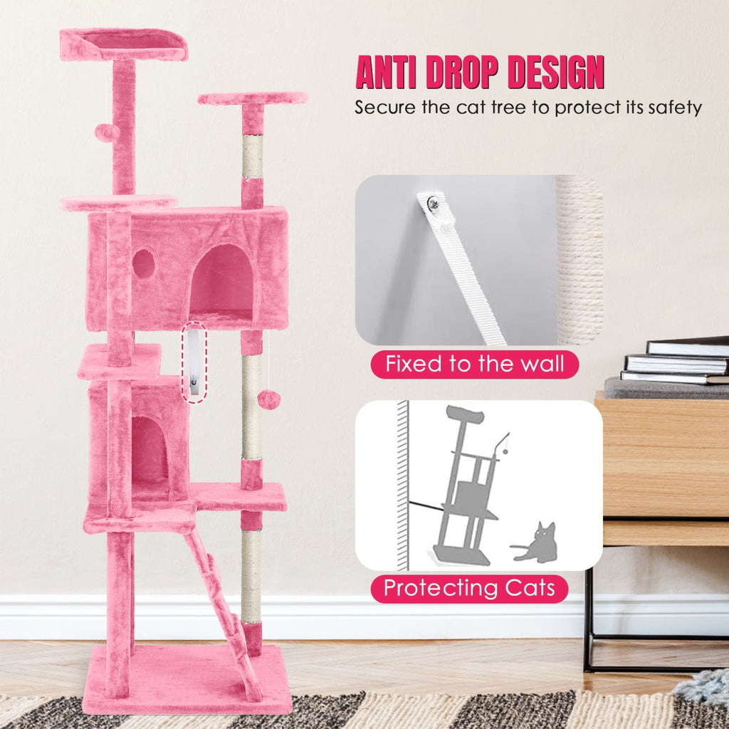 Furniture of America Cat Tree Multi-Level Cat Tower with Ladder, Platforms and Condos
