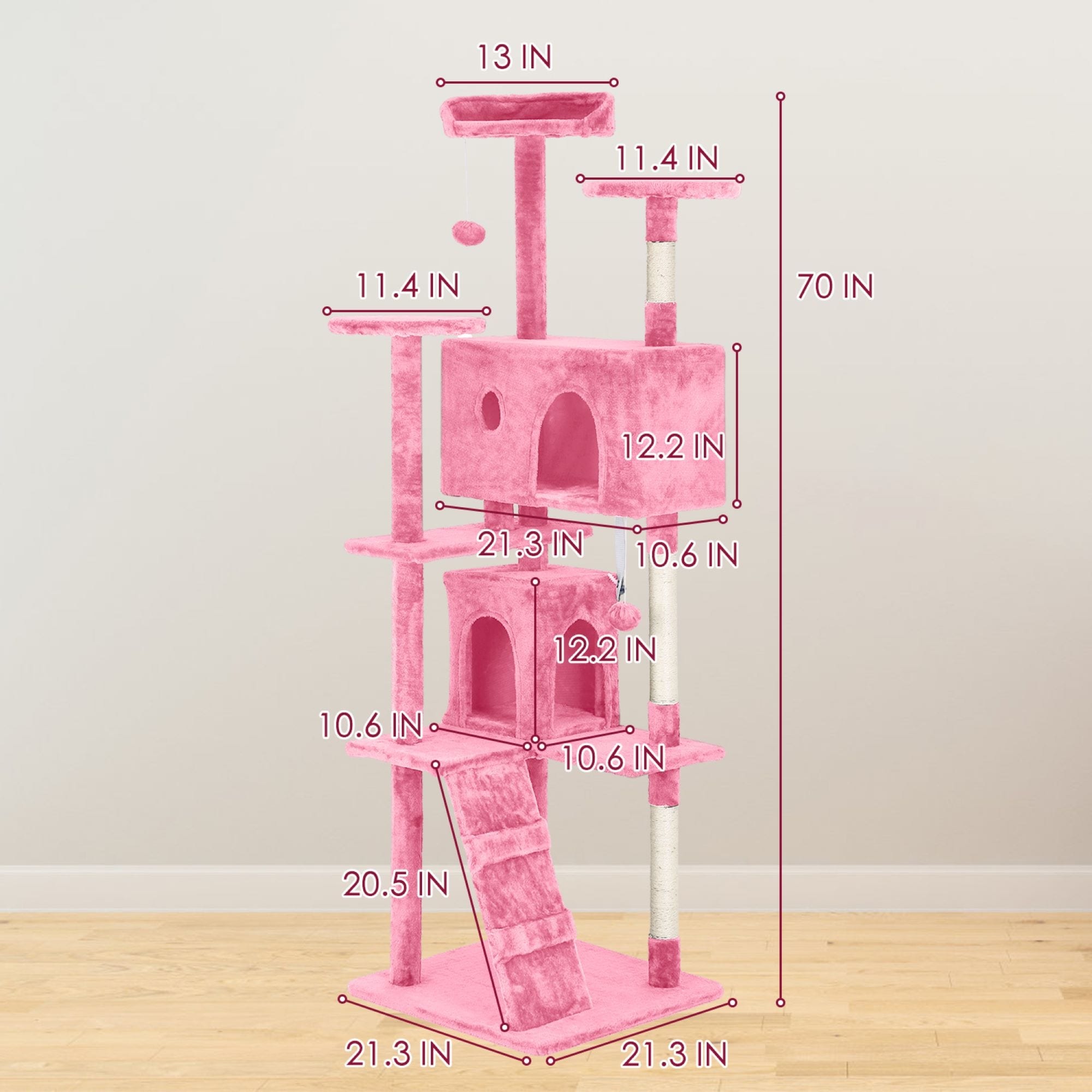 Furniture of America Cat Tree Multi-Level Cat Tower with Ladder, Platforms and Condos