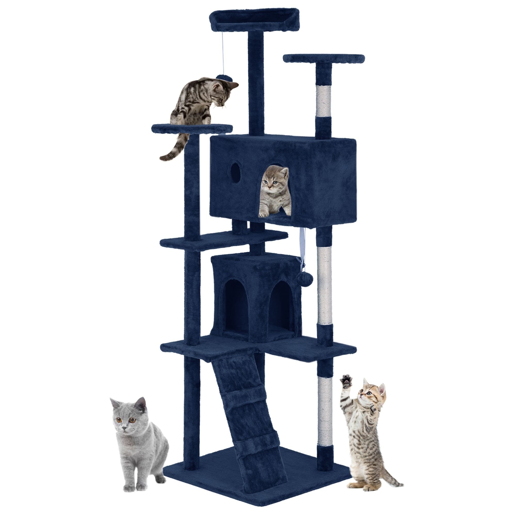 Furniture of America Cat Tree Multi-Level Cat Tower with Ladder, Platforms and Condos