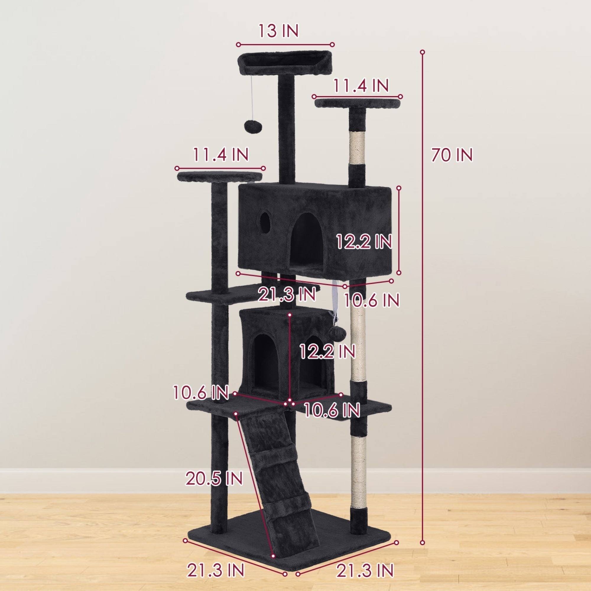 Furniture of America Cat Tree Multi-Level Cat Tower with Ladder, Platforms and Condos