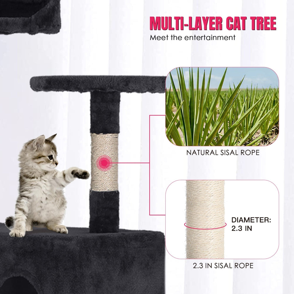 Furniture of America Cat Tree Multi-Level Cat Tower with Ladder, Platforms and Condos