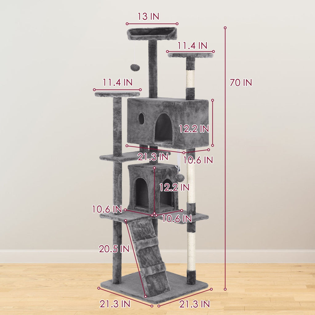 Furniture of America Cat Tree Multi-Level Cat Tower with Ladder, Platforms and Condos