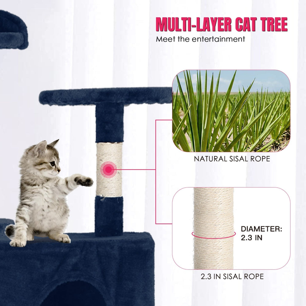 Furniture of America Cat Tree Multi-Level Cat Tower with Ladder, Platforms and Condos