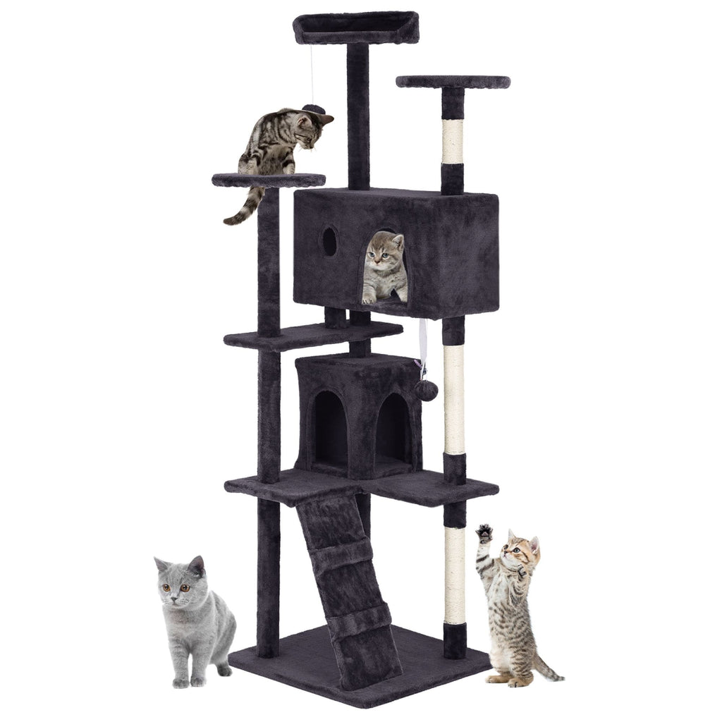 Furniture of America Cat Tree Multi-Level Cat Tower with Ladder, Platforms and Condos