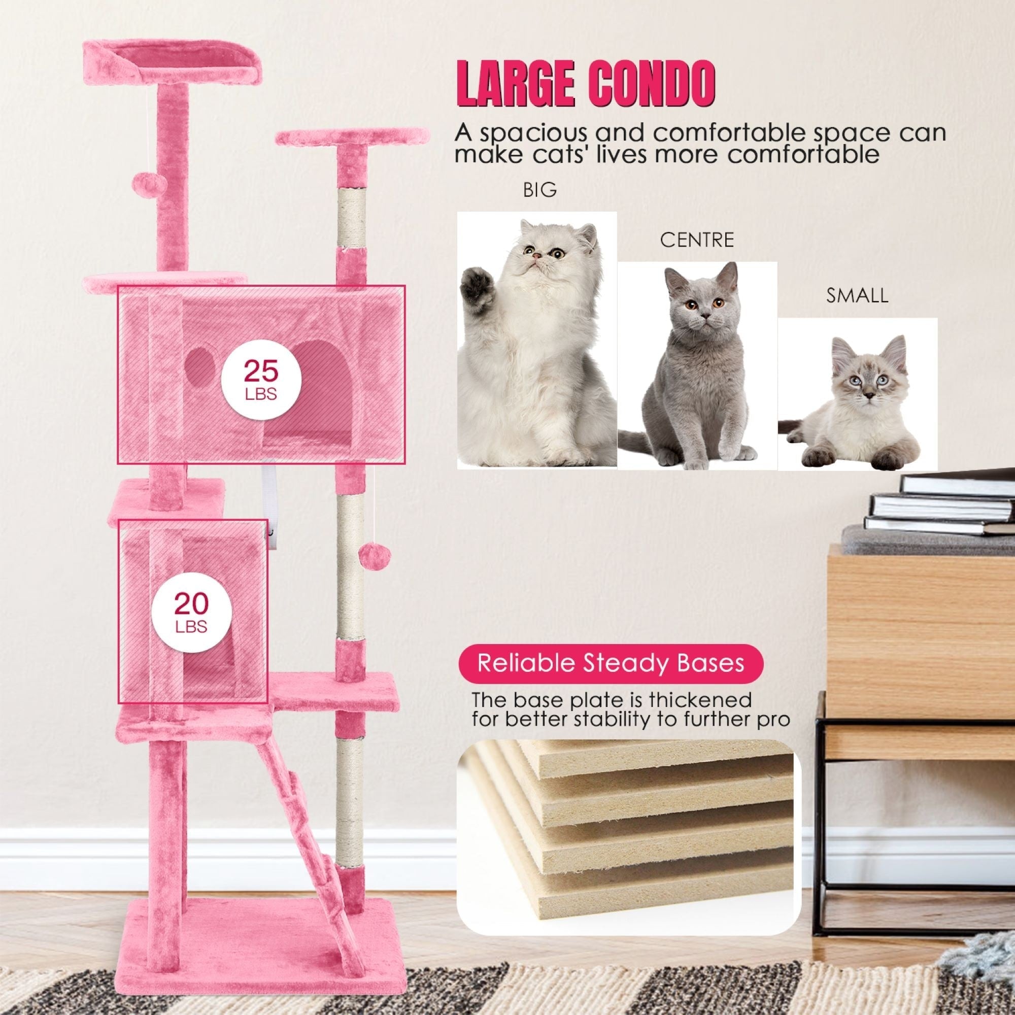 Furniture of America Cat Tree Multi-Level Cat Tower with Ladder, Platforms and Condos