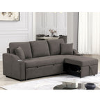Furniture of America Scarlett Modern Tufted Space-Saving Sleeper Sofa Sectional with Cup Holders