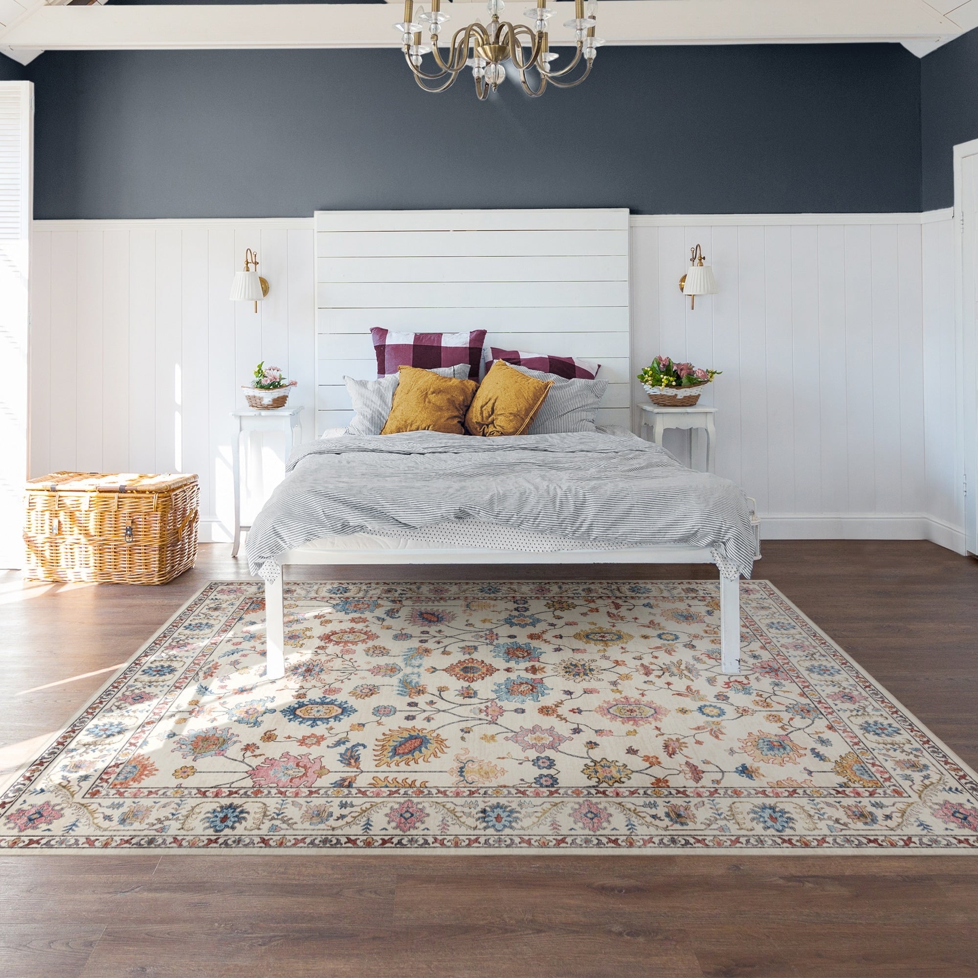 Gertmenian Crystal Print Washable Digital Printed Flat Pile Polyester Slip Resistant Area Rug Collection