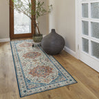 Gertmenian Crystal Print Washable Digital Printed Flat Pile Polyester Slip Resistant Area Rug Collection