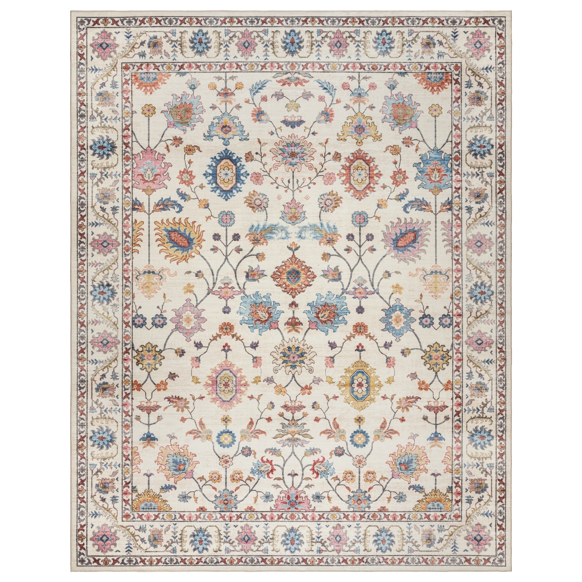 Gertmenian Crystal Print Washable Digital Printed Flat Pile Polyester Slip Resistant Area Rug Collection