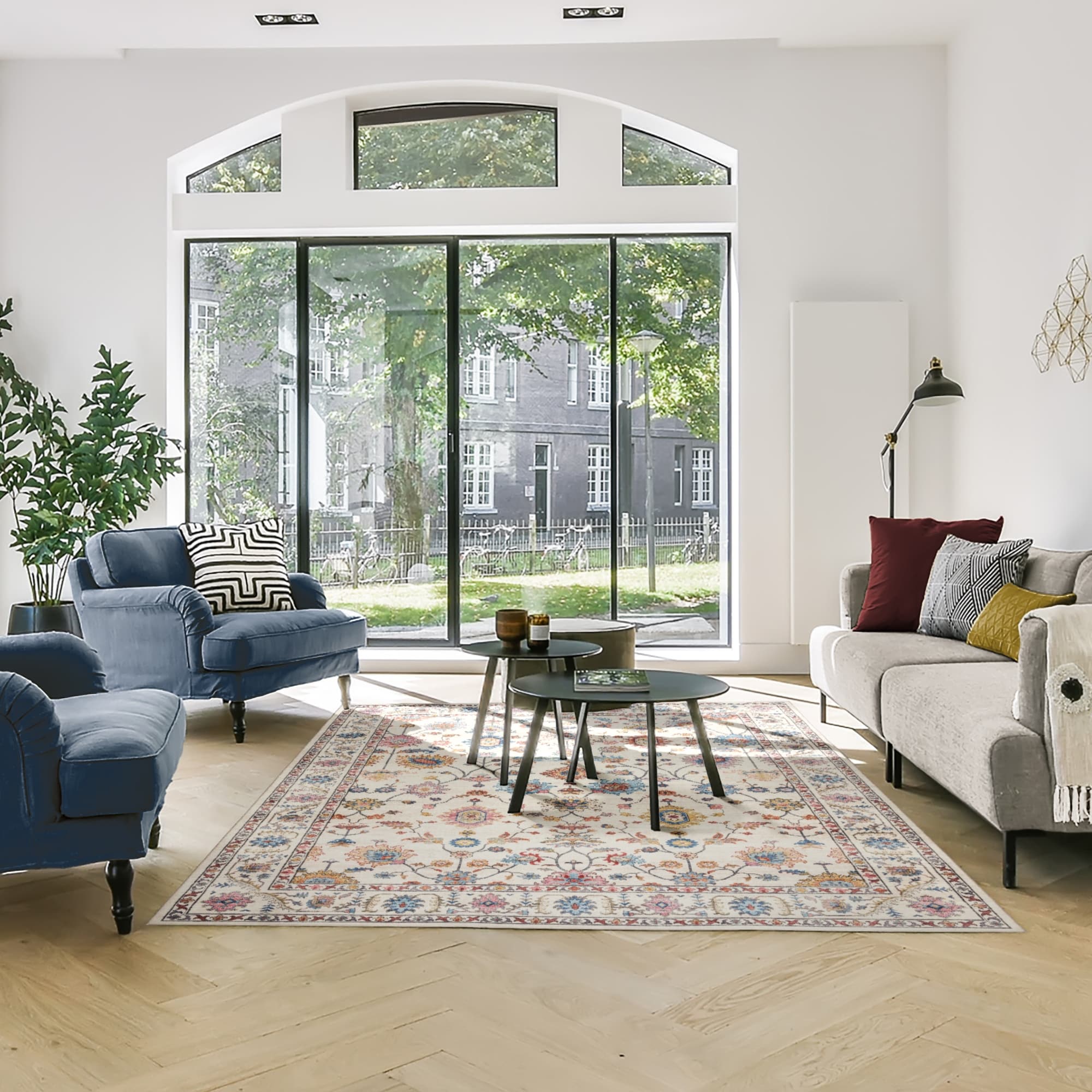 Gertmenian Crystal Print Washable Digital Printed Flat Pile Polyester Slip Resistant Area Rug Collection