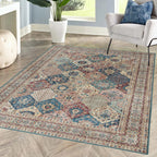 Gertmenian Crystal Print Washable Digital Printed Flat Pile Polyester Slip Resistant Area Rug Collection