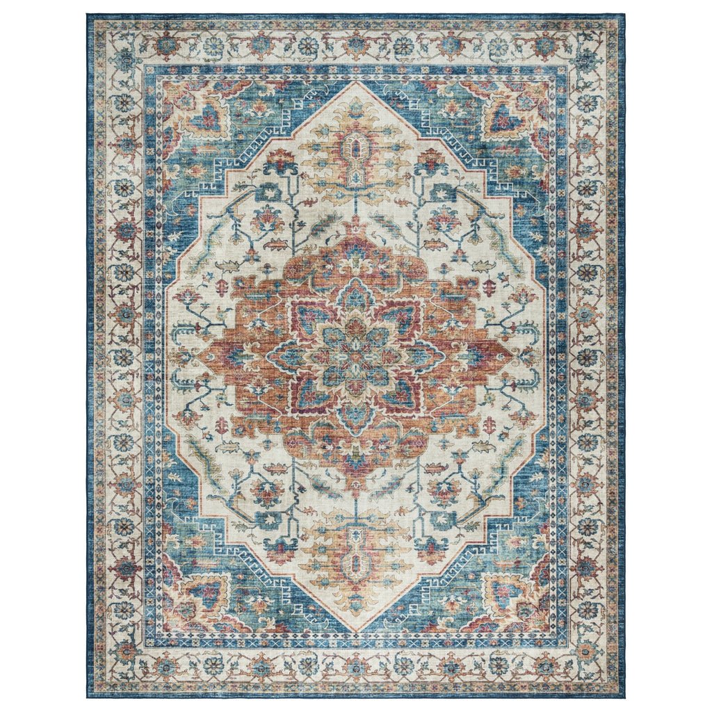 Gertmenian Crystal Print Washable Digital Printed Flat Pile Polyester Slip Resistant Area Rug Collection