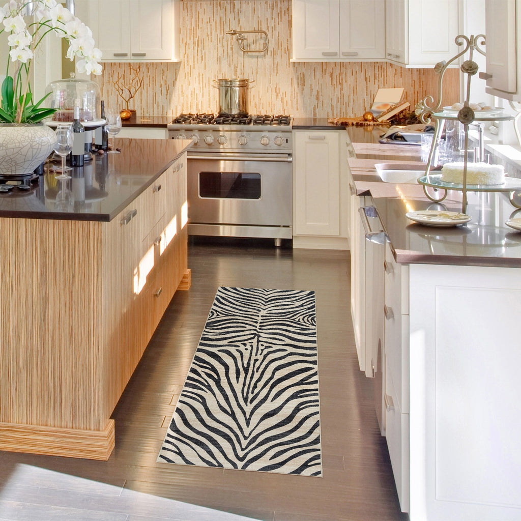 Gertmenian Crystal Print Washable Digital Printed Flat Pile Polyester Slip Resistant Area Rug Collection