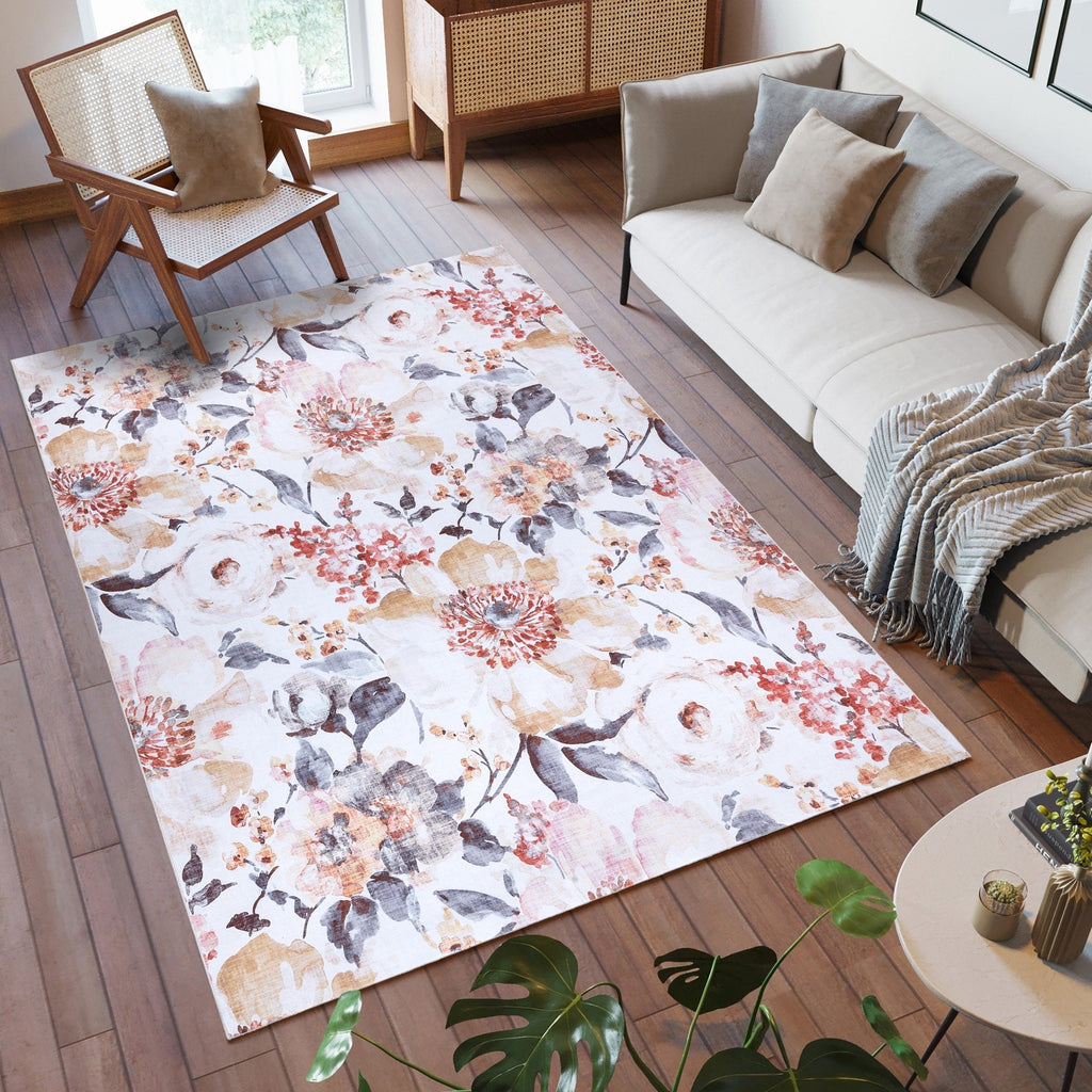 Gertmenian Crystal Print Washable Digital Printed Flat Pile Polyester Slip Resistant Area Rug Collection