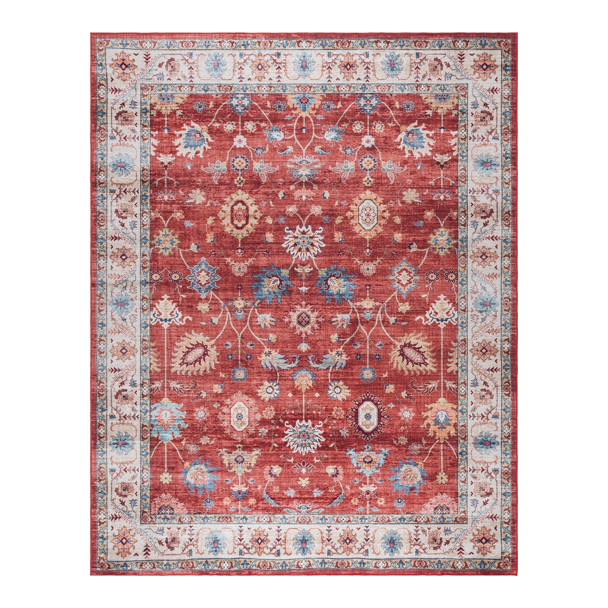 Gertmenian Crystal Print Washable Digital Printed Flat Pile Polyester Slip Resistant Area Rug Collection