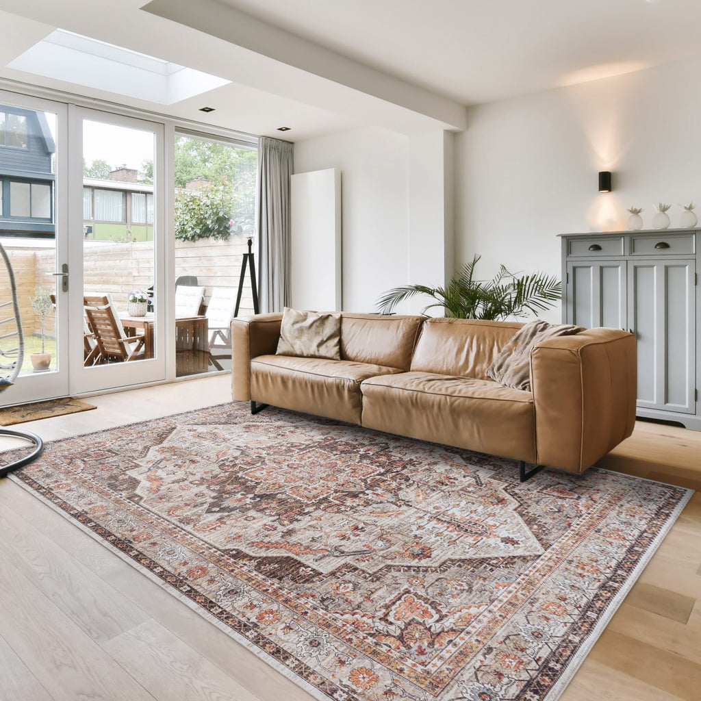 Gertmenian Crystal Print Washable Digital Printed Flat Pile Polyester Slip Resistant Area Rug Collection