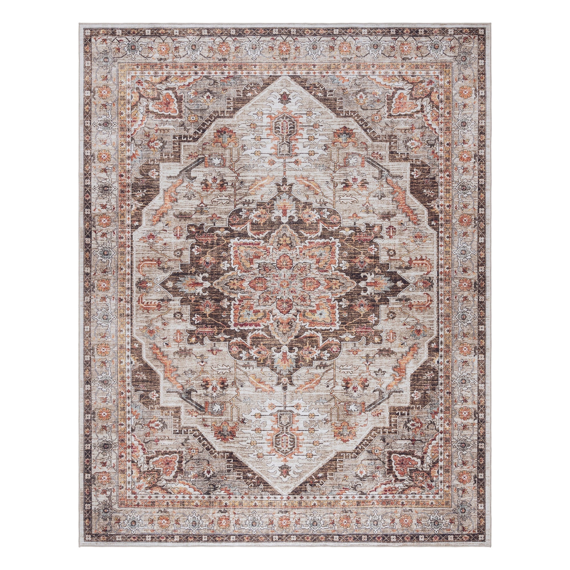 Gertmenian Crystal Print Washable Digital Printed Flat Pile Polyester Slip Resistant Area Rug Collection