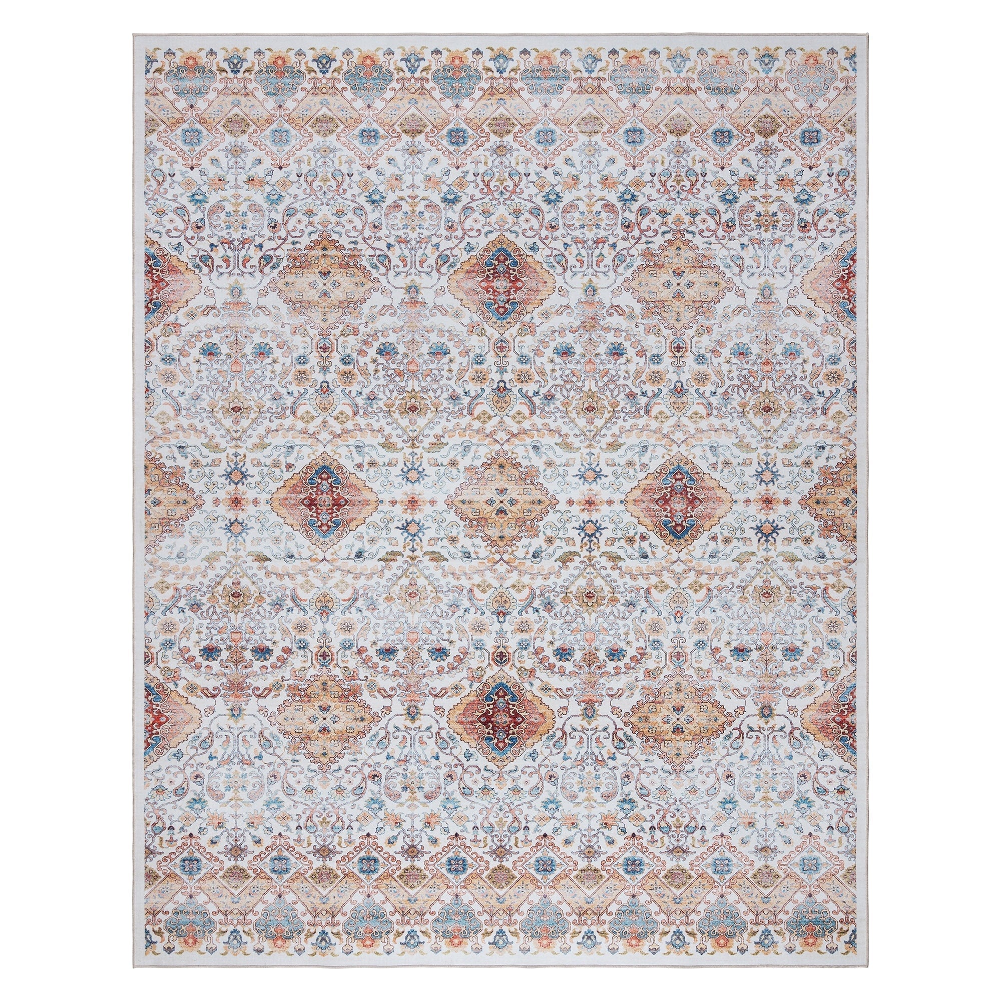 Gertmenian Crystal Print Washable Digital Printed Flat Pile Polyester Slip Resistant Area Rug Collection