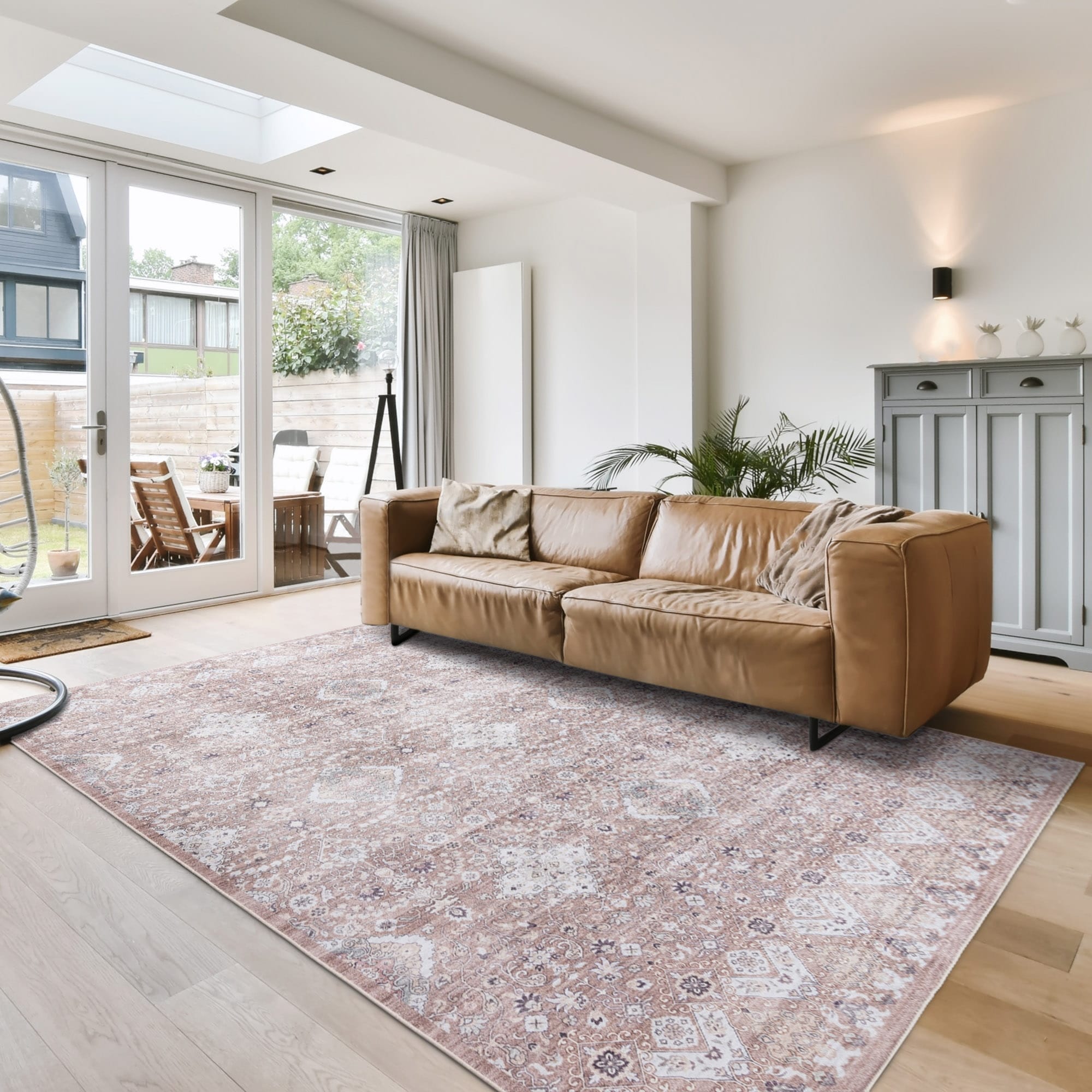 Gertmenian Crystal Print Washable Digital Printed Flat Pile Polyester Slip Resistant Area Rug Collection