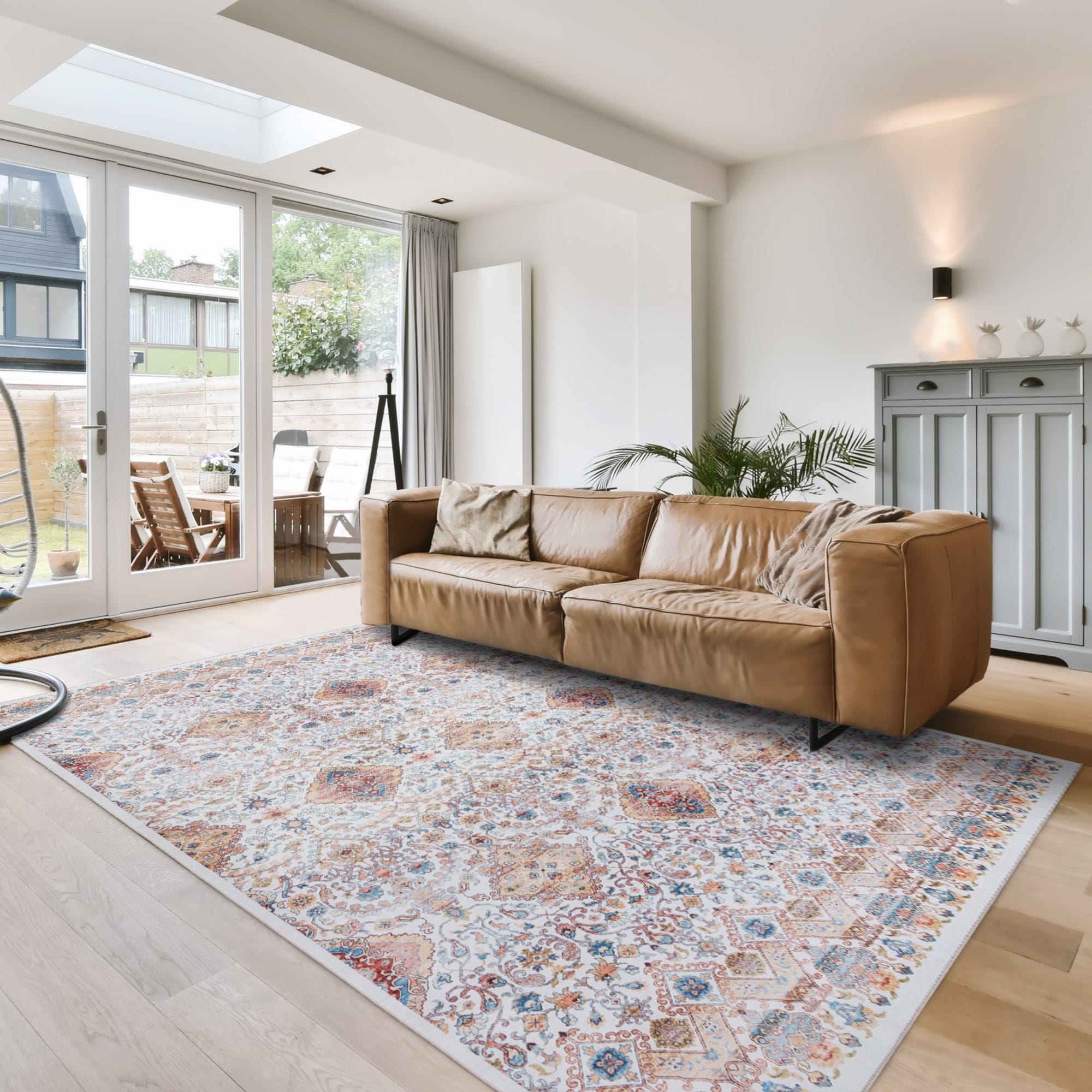 Gertmenian Crystal Print Washable Digital Printed Flat Pile Polyester Slip Resistant Area Rug Collection