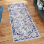 Gertmenian Crystal Print Washable Digital Printed Flat Pile Polyester Slip Resistant Area Rug Collection