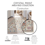 Gertmenian Crystal Print Washable Digital Printed Flat Pile Polyester Slip Resistant Area Rug Collection
