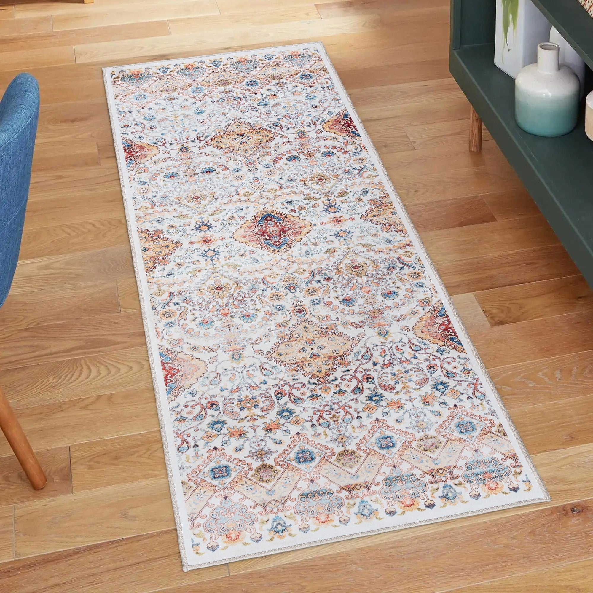 Gertmenian Crystal Print Washable Digital Printed Flat Pile Polyester Slip Resistant Area Rug Collection