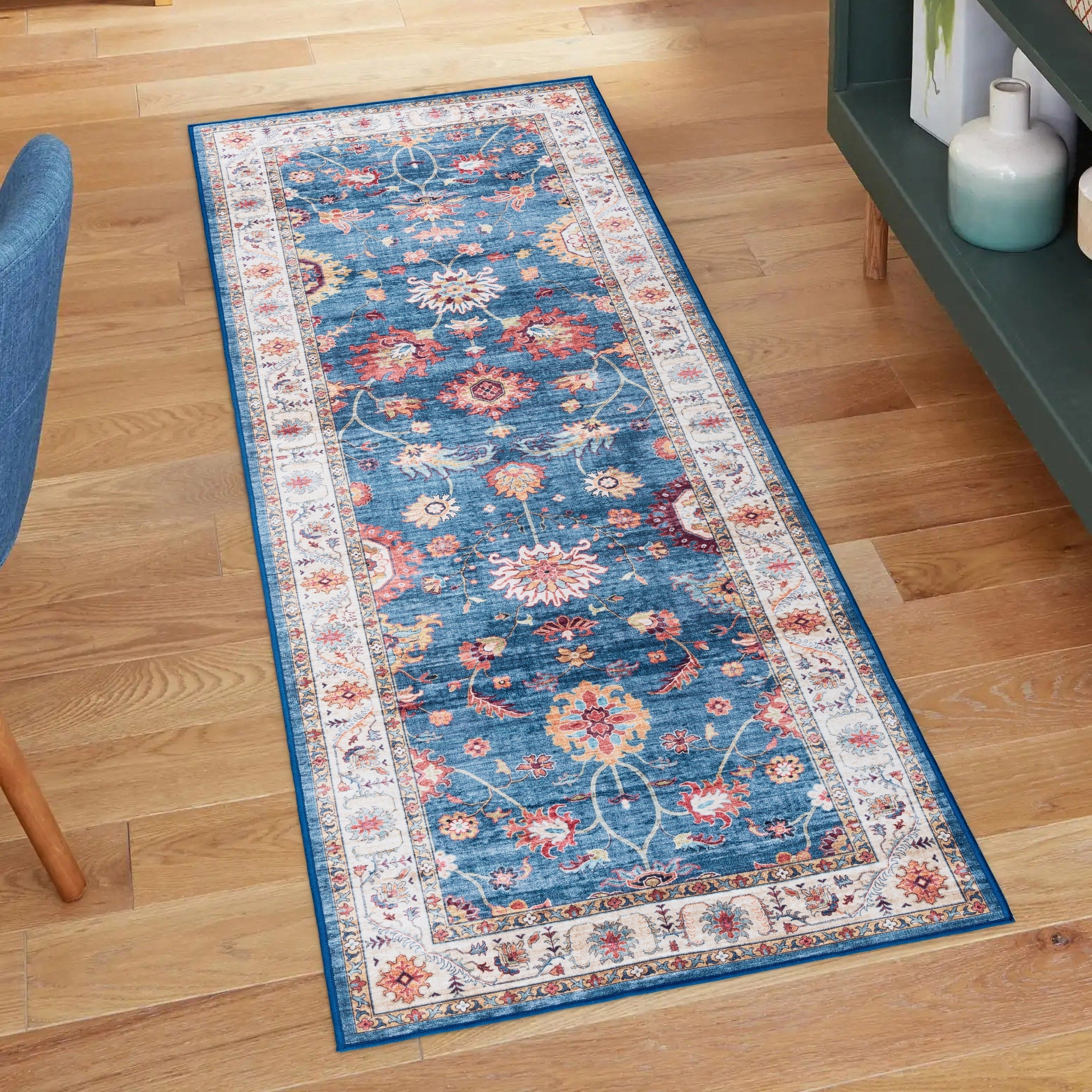 Gertmenian Crystal Print Washable Digital Printed Flat Pile Polyester Slip Resistant Area Rug Collection
