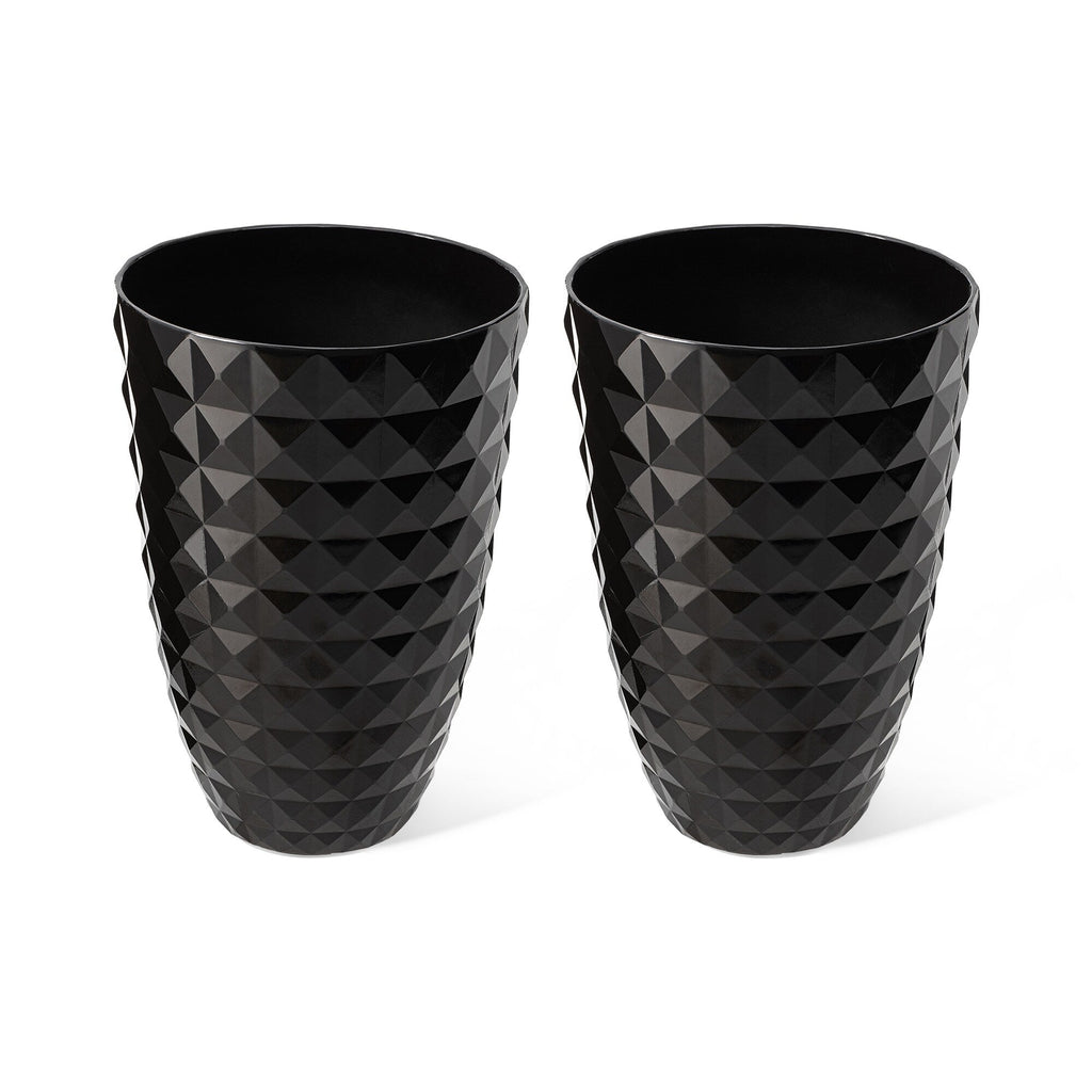 Glitzhome 19.75 H Eco-Friendly Oversized Faux Ceramic Diamond Textured Tall Planter Porch Flowerpot (Set of 2)